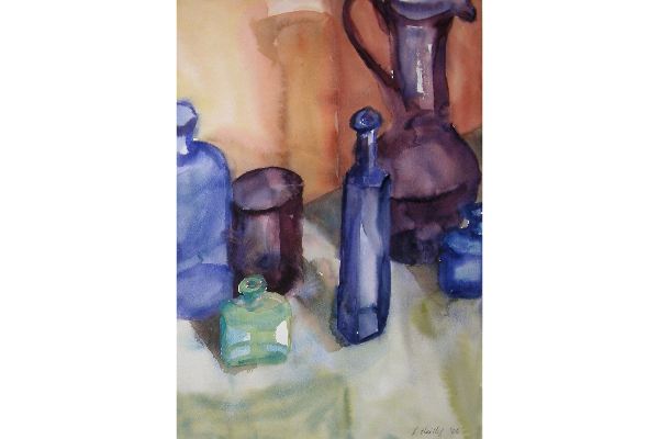 Bottles with Orange, watercolour on Fabriano Artistico, 15x20 in.